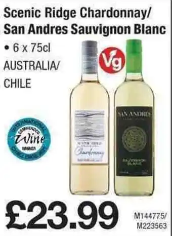 Makro Scenic Ridge Chardonnay/ San Andres Sauvignon Blanc 6x75cl offer
