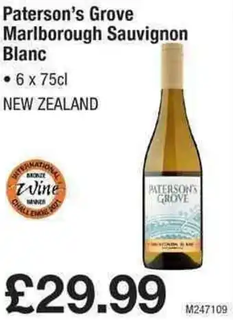 Makro Paterson's Grove Marlborough Sauvignon Blanc 6x75cl offer