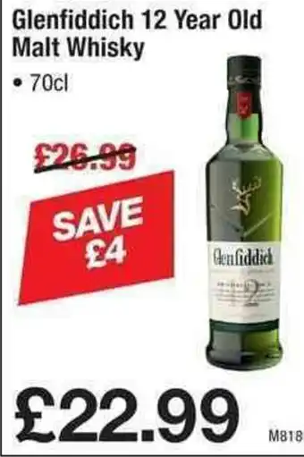 Makro Glenfiddich 12 Year Old Malt Whisky 70cl offer