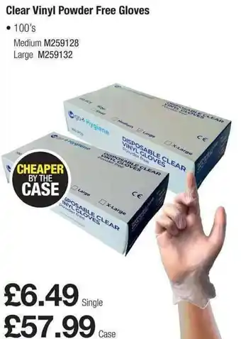 Makro Clear Vinyl Powder Free Gloves 100's Single offer