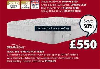 JYSK Dreamzone gold s85 - spring mattress offer