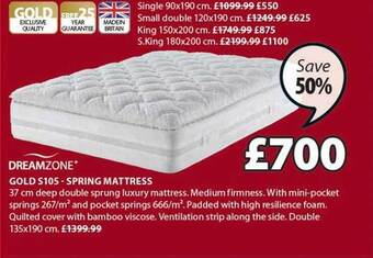 JYSK Dreamzone gold s105 - spring mattress offer