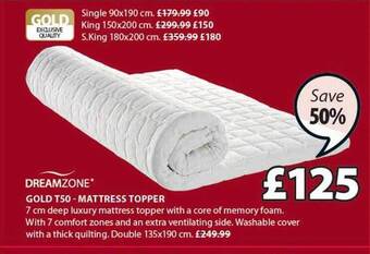 JYSK Dreamzone gold t50 - mattress topper offer