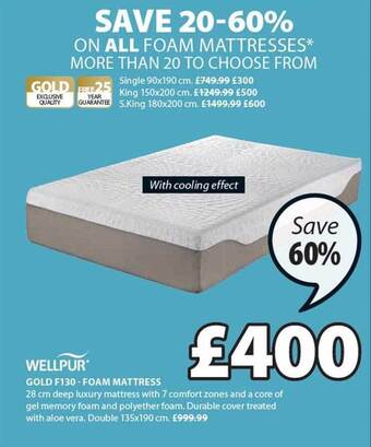 JYSK Wellpur gold f130 - foam mattress offer