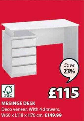 JYSK Mesinge desk offer