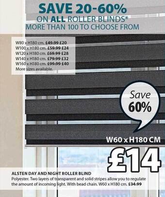 JYSK Alsten day and night roller blind offer
