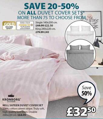 JYSK Kronborg nell sateen duvet cover set offer