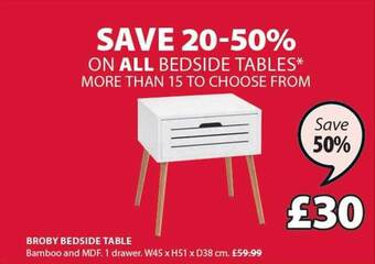 JYSK Broby bedside table offer