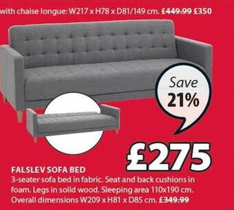 JYSK Falslev sofa bed offer