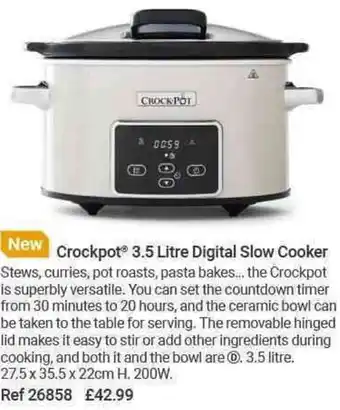 Lakeland Crockpot 3.5 Litre Digital Slow Cooker offer