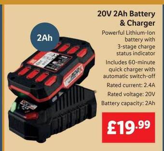 Lidl 20v 2ah battery & charger offer