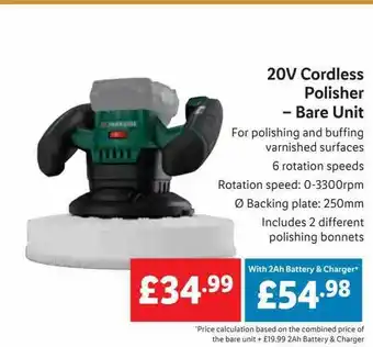 Lidl 20v cordless polisher bare unit offer
