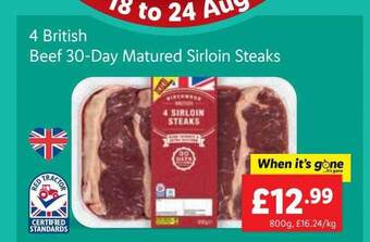 Lidl 4 british beef 30-day matured sirloin steaks offer