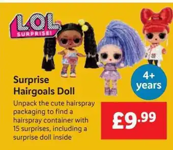 Lidl Surprise hairgoals doll lol surprise! offer
