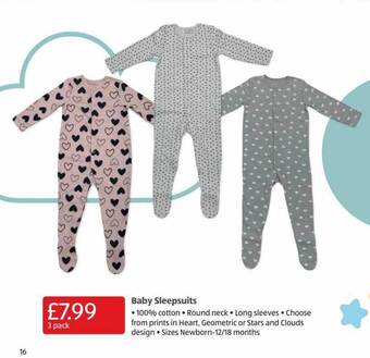Aldi Baby sleepsuits offer