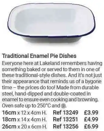 Lakeland Traditional Enamel Pie Dishes 16cm offer