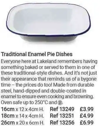 Lakeland Traditional Enamel Pie Dishes 18cm offer