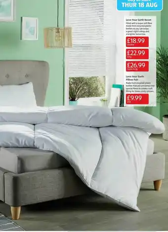 Aldi Love your earth duvet love your earth pillow pair offer