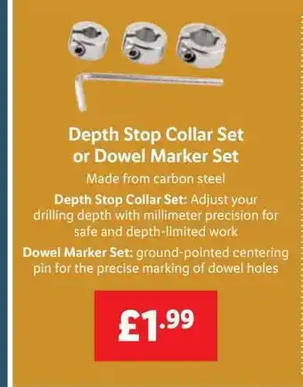 Lidl Depth stop collar set or dowel maker set offer