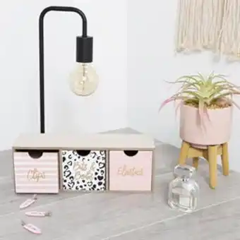 Wooden bits & bobs storage drawers - leopard print