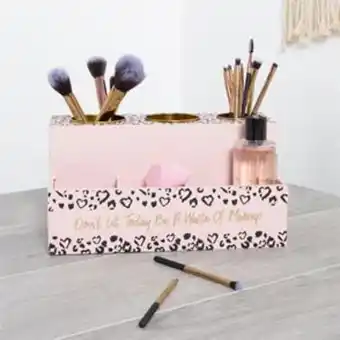 Home Bargains Wooden make up storage stand - leopard print offer