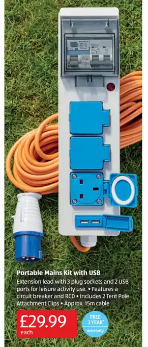 Aldi Portable Mains Kit with USB offer