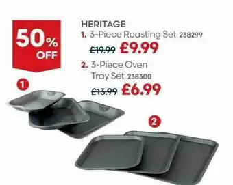 Robert Dyas Heritage 3 piece roasting set, 3piece oven tray set offer