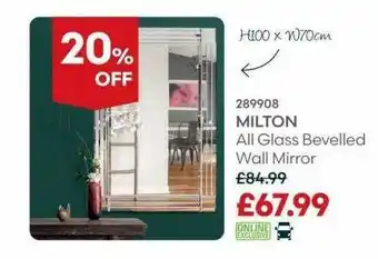 Robert Dyas Milton all glass bevelled wall mirror offer