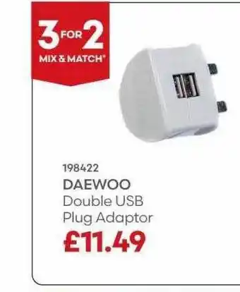 Robert Dyas Daexo double usb plug adaptor offer