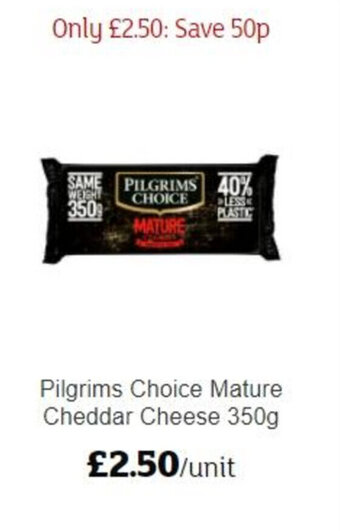 Sainsbury's Pilgrims Choice Mature Cheddar Cheese 350g offer