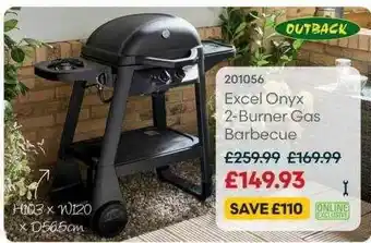 Robert Dyas Excel onyx 2-burner gas barbecue offer