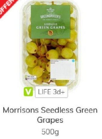 Morrisons Morrisons Seedless Green Grapes 500g offer
