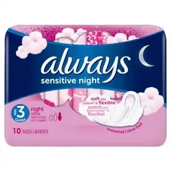 Lloyds Pharmacy Always ultra night sanitary towels with wings x 10 offer