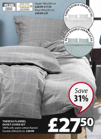 JYSK Theresa flannel duvet cover set offer