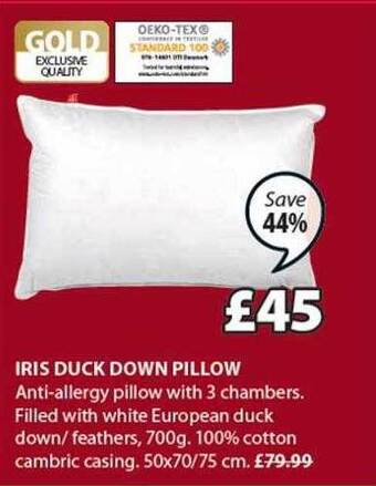 JYSK Iris duck down pillow offer