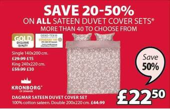 JYSK Dagmar sateen duvet cover set offer