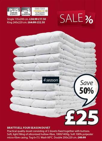 JYSK Brattfjell four season duvet offer