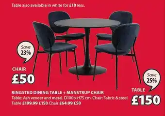 JYSK Ringsted dining table + manstrup chair offer