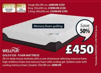 JYSK Wellpur gold f120-foam mattress offer