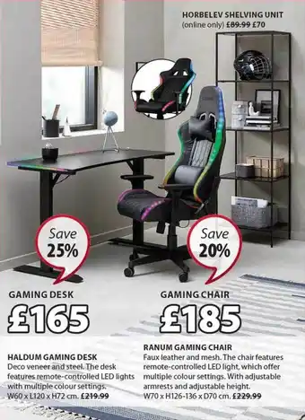 JYSK Halldum gaming desk, ranum gaming chair offer