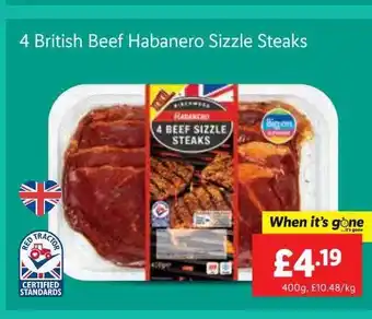 Lidl 4 british beef habenero sizzle steaks offer