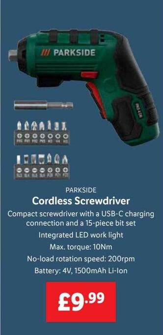 Lidl Cordless screwdriver offer