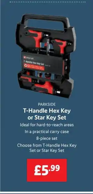 Parkside t-handle hex key or star key set