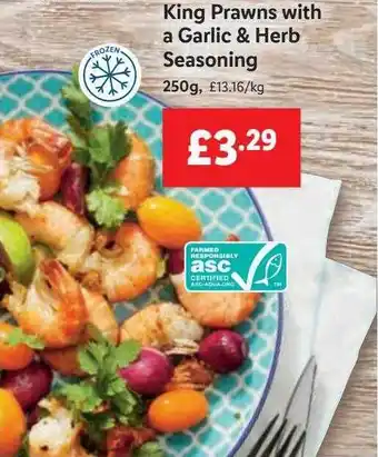 Lidl King prawns with a garlic & herb seasoning offer