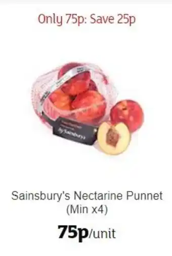 Sainsbury's Sainsbury's Nectarine Punnet (min x4) offer