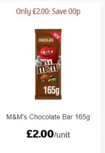 Sainsbury's M&M's Chocolate Bar 165g offer