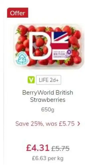 Ocado BerryWorld British Strawberries 650g offer