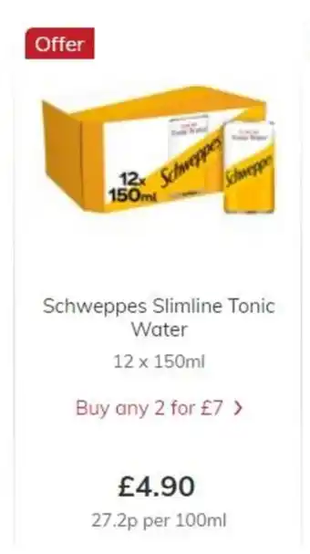 Schweppes Slimline Tonic Water 12x150ml