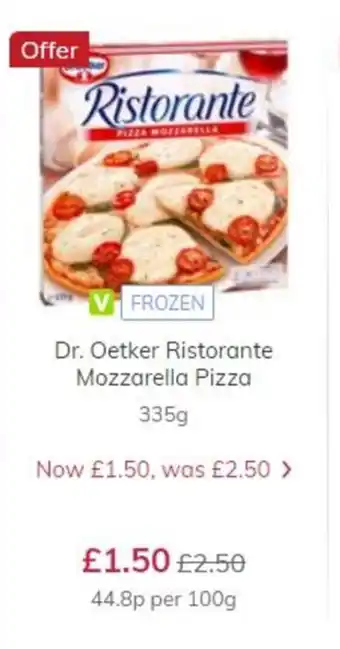 Ocado Dr.Oetker Ristorante Mozzarella Pizza 395g offer