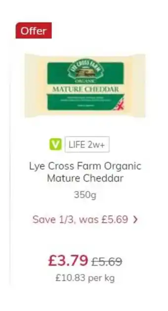 Lye Cross Farm Organic Mature Cheddar 350g